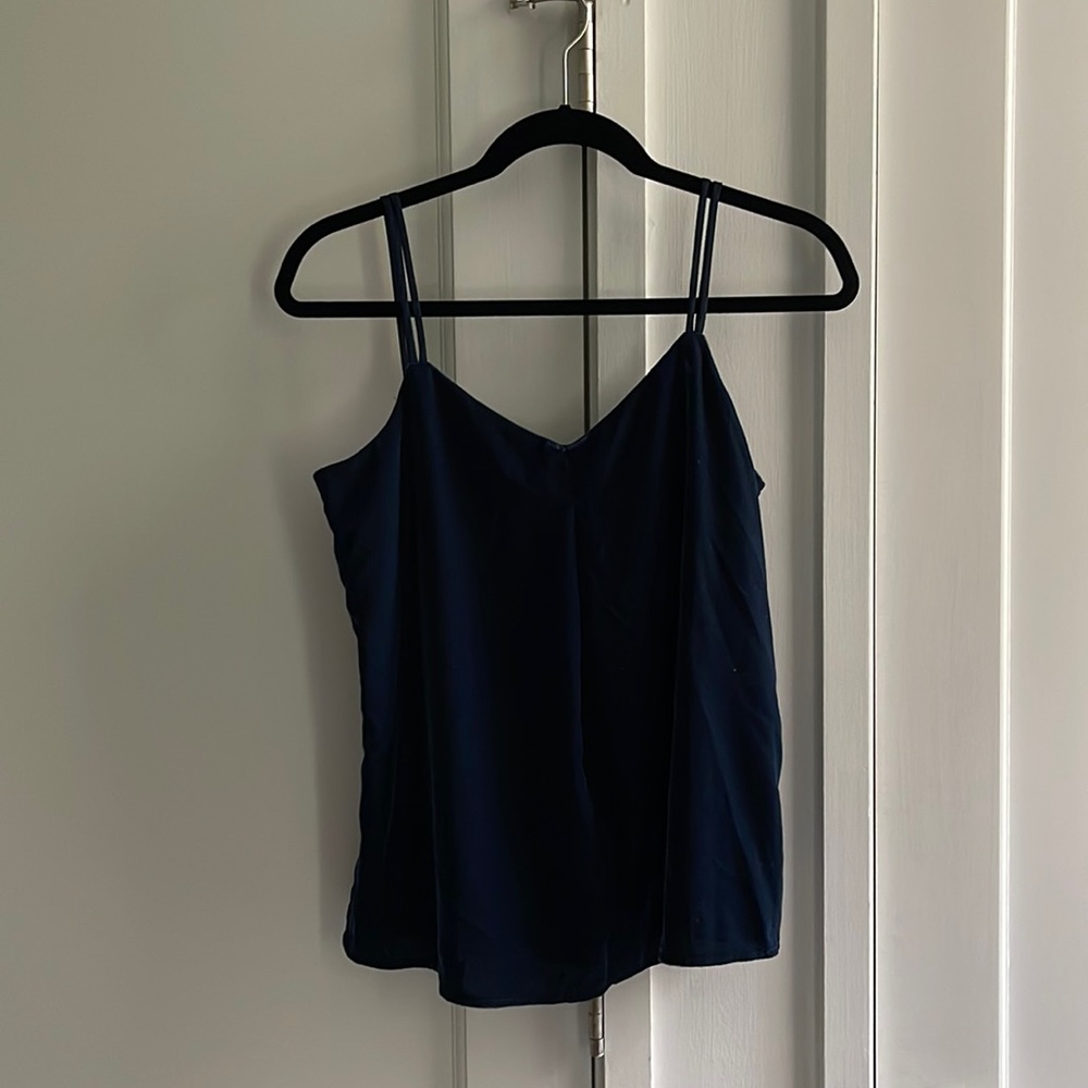 Gap v neck velvet tank top - very dark blue - size XS